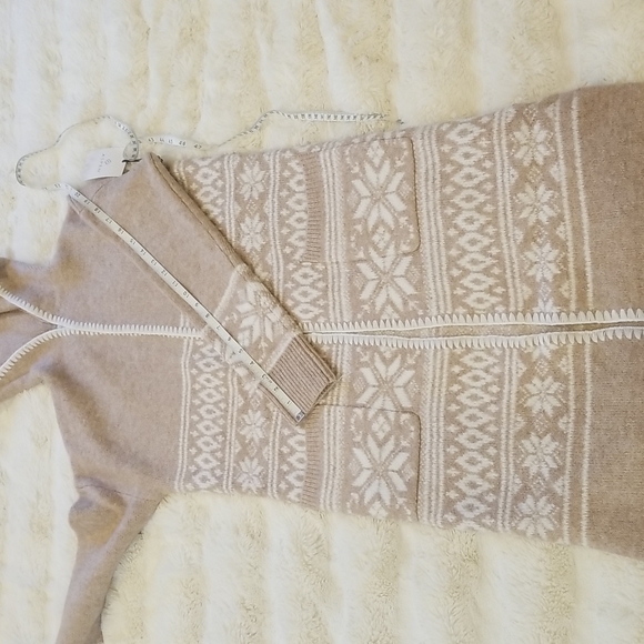 NWT Aspen Cozy Hooded Fairisle Duster Cardigan, size XS, oatmel/white - Picture 13 of 13